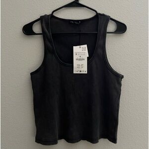 Zara Ribbed Washed Effect Crop Top